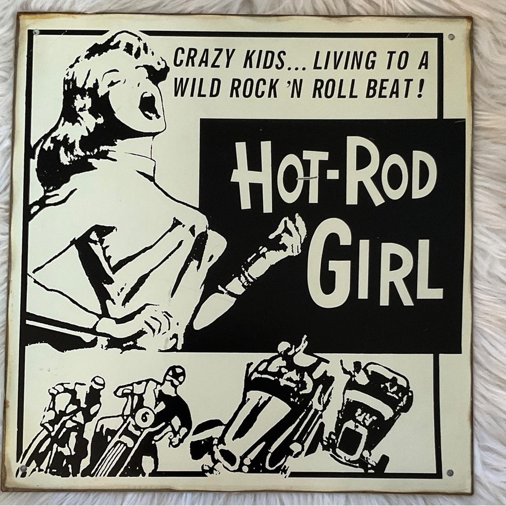 Hot-Rod Girl Rustic  Metal Sign Vintage